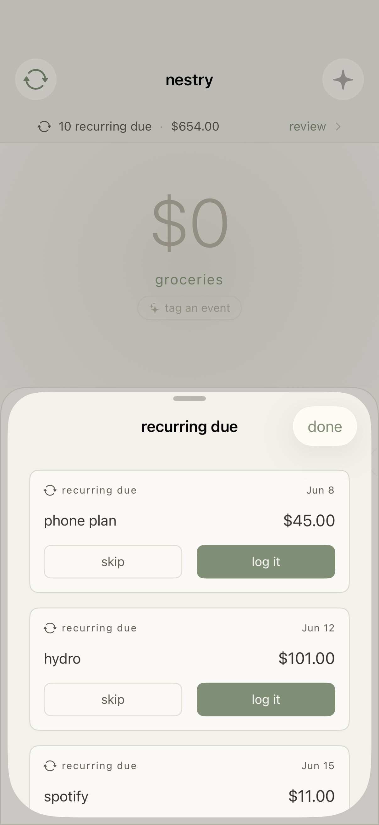 nestry — recurring review